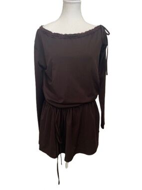 Peppermayo Chocolate Brown Long Sleeve Mini Dress / Romper Size S